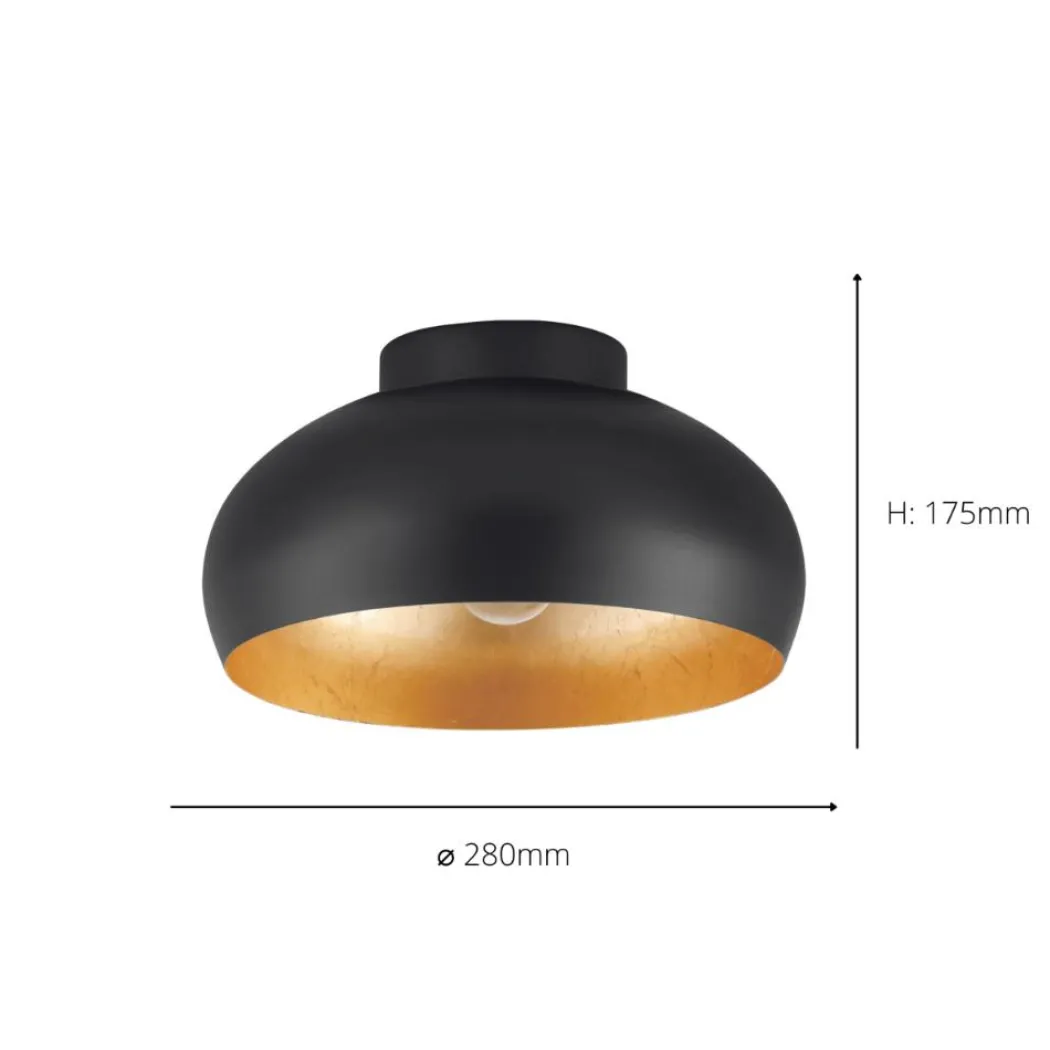 Mogano 2 Black and Gold Flush Ceiling Light