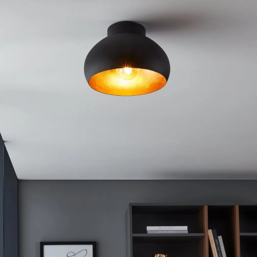 Mogano 2 Black and Gold Flush Ceiling Light