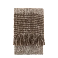 Mohair Fringe Throw Brown & Natural