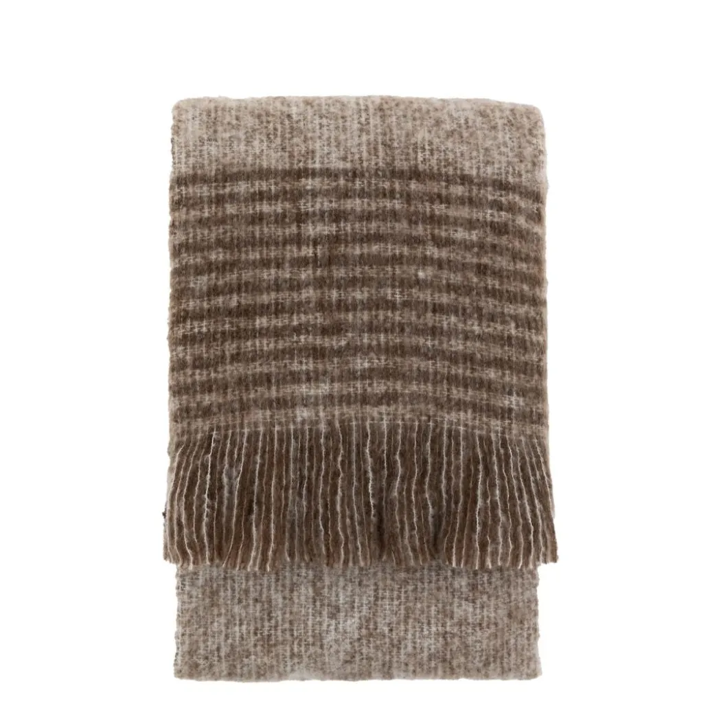 Mohair Fringe Throw Brown & Natural