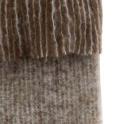 Mohair Fringe Throw Brown & Natural
