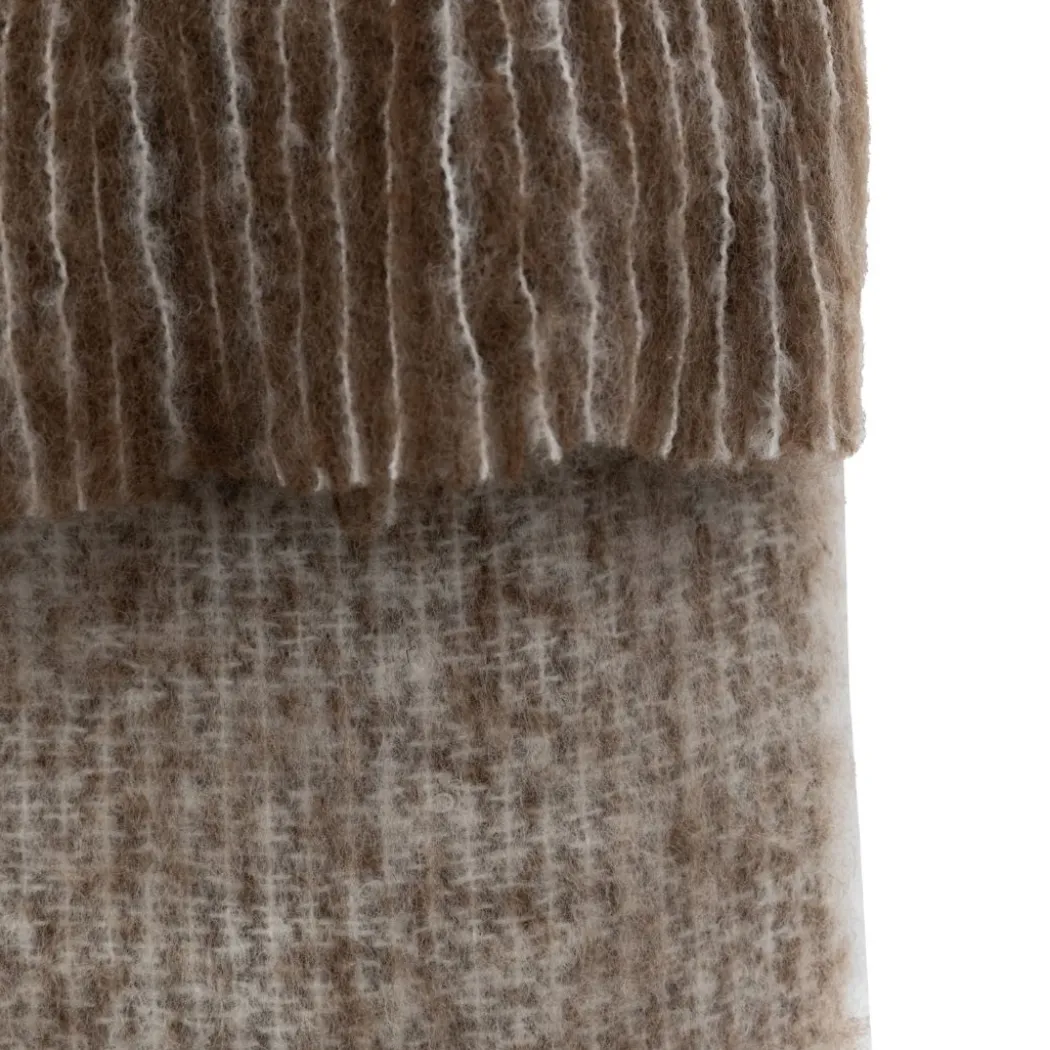 Mohair Fringe Throw Brown & Natural