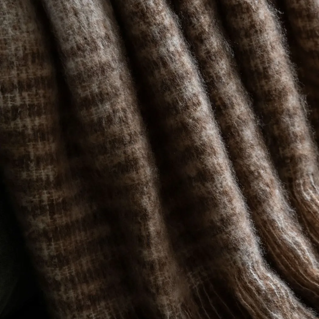 Mohair Fringe Throw Brown & Natural