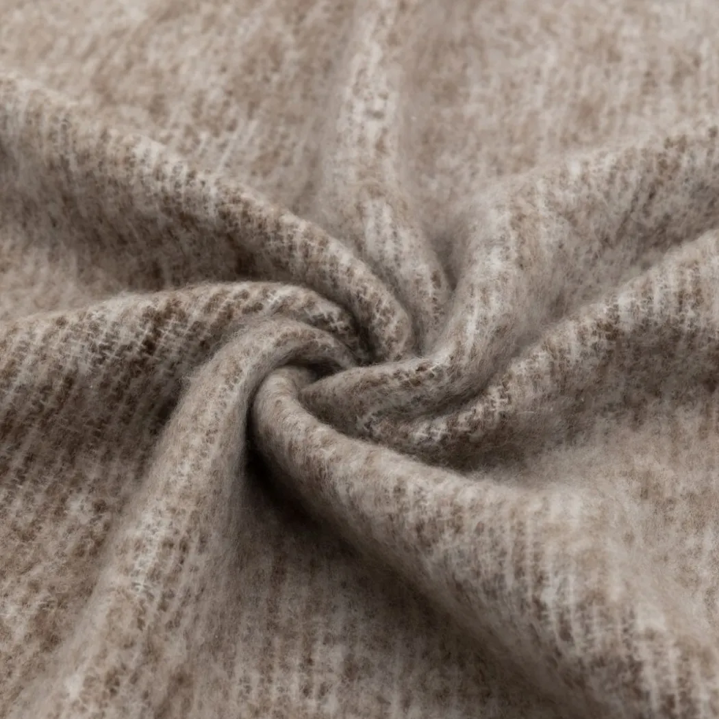 Mohair Fringe Throw Brown & Natural