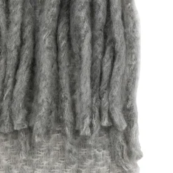 Mohair Fringe Throw Grey