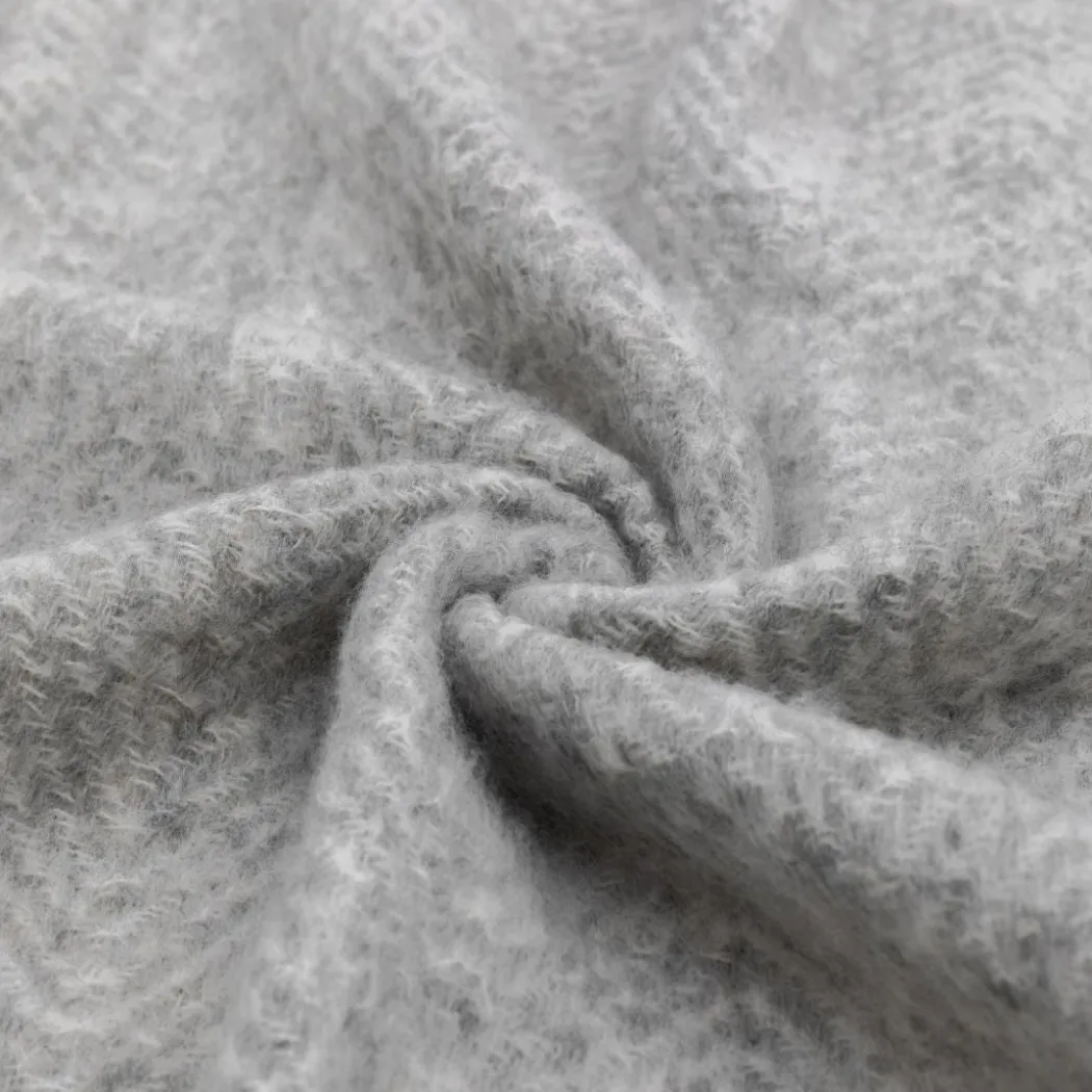 Mohair Fringe Throw Grey