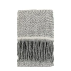 Mohair Fringe Throw Grey