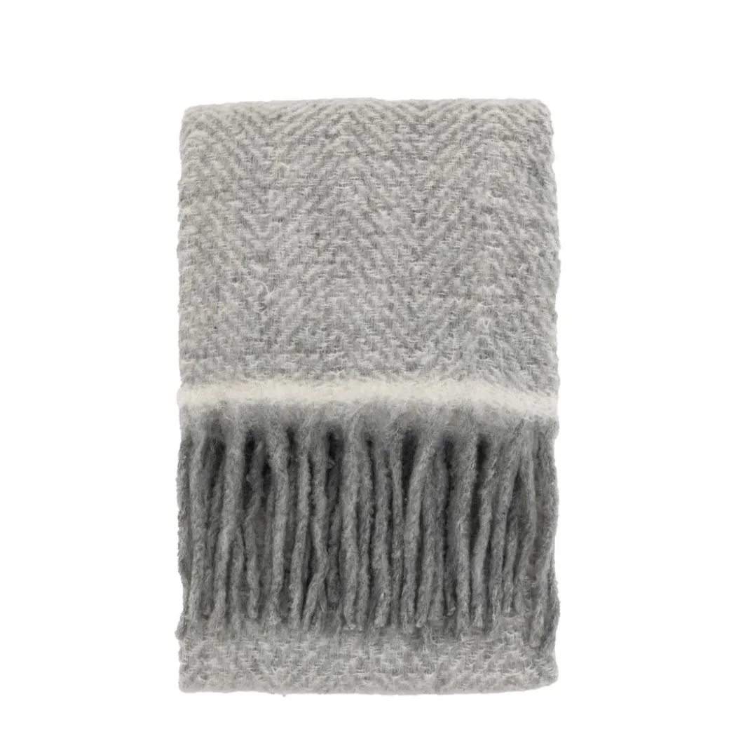 Mohair Fringe Throw Grey