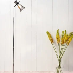 Monroe Smoked Glass & Silver Task Floor Lamp