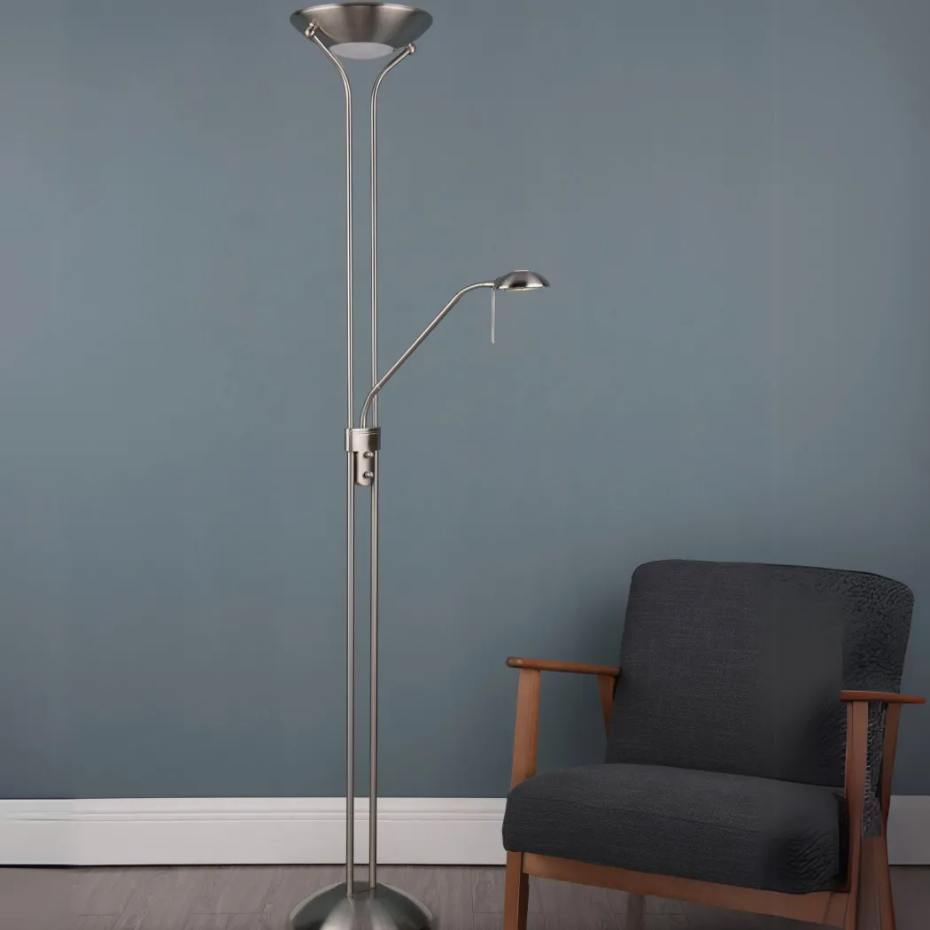 Montana Satin Chrome Mother & Child Floor Lamp