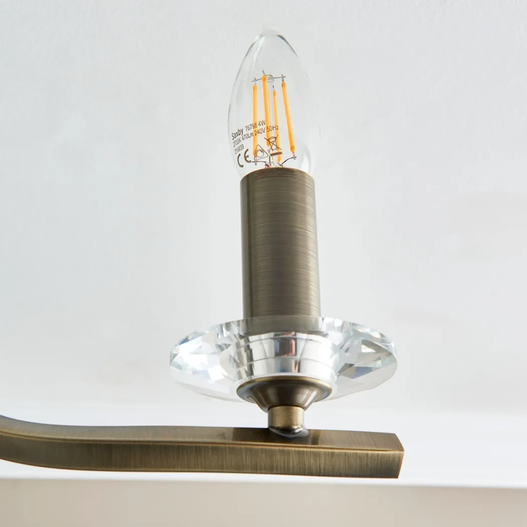 Morden 3 Light Antique Brass Semi Flush Ceiling Light