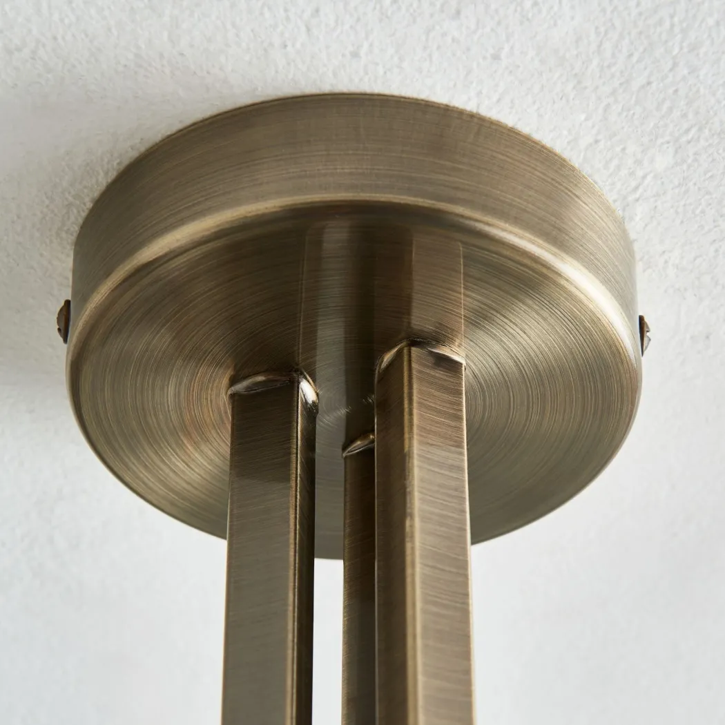 Morden 3 Light Antique Brass Semi Flush Ceiling Light