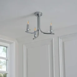 Morden 3 Light Polished Chrome Semi Flush Ceiling Light