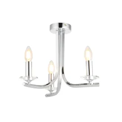 Morden 3 Light Polished Chrome Semi Flush Ceiling Light