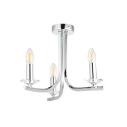 Morden 3 Light Polished Chrome Semi Flush Ceiling Light