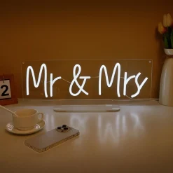 Mr & Mrs White LED Neon Sign