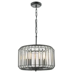 Naeva 3 Light Black Crystal Pendant Ceiling Light