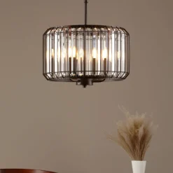Naeva 3 Light Black Crystal Pendant Ceiling Light