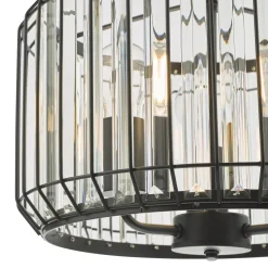 Naeva 3 Light Black Crystal Pendant Ceiling Light