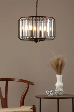 Naeva 3 Light Black Crystal Pendant Ceiling Light