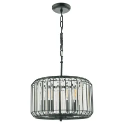 Naeva 3 Light Black Crystal Pendant Ceiling Light