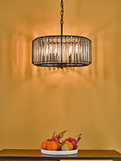 Naeva 4 Light Black Crystal Pendant Ceiling Light