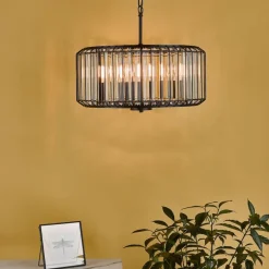 Naeva 4 Light Black Crystal Pendant Ceiling Light