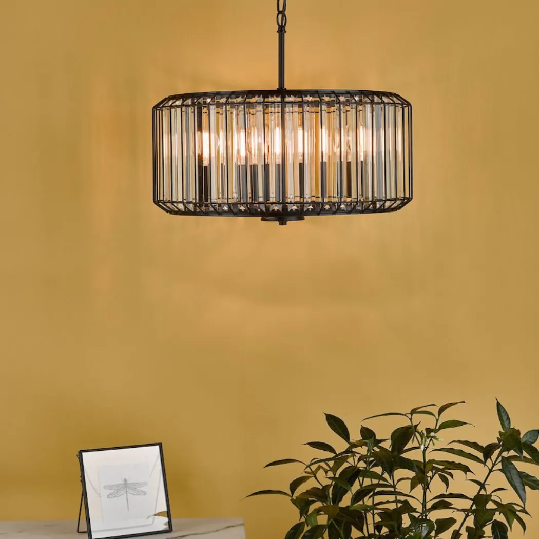 Naeva 4 Light Black Crystal Pendant Ceiling Light