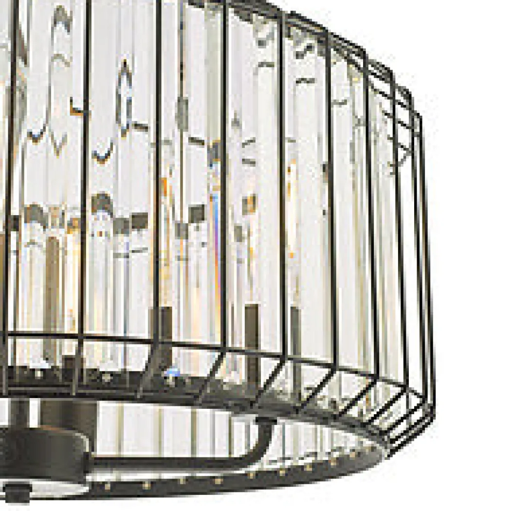 Naeva 4 Light Black Crystal Pendant Ceiling Light