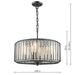 Naeva 4 Light Black Crystal Pendant Ceiling Light