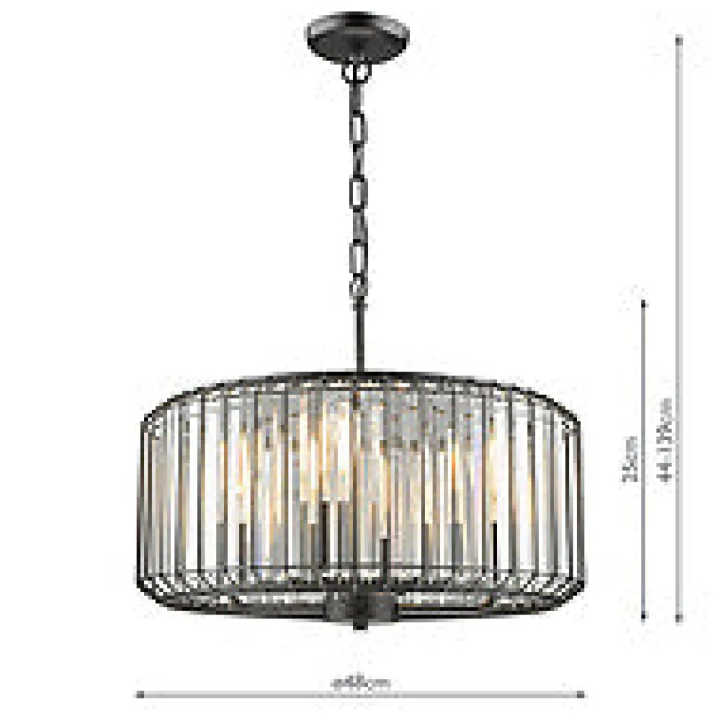 Naeva 4 Light Black Crystal Pendant Ceiling Light
