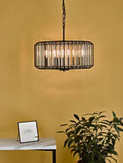 Naeva 4 Light Black Crystal Pendant Ceiling Light