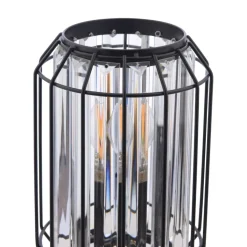 Naeva Matte Black and Crystal Table Lamp