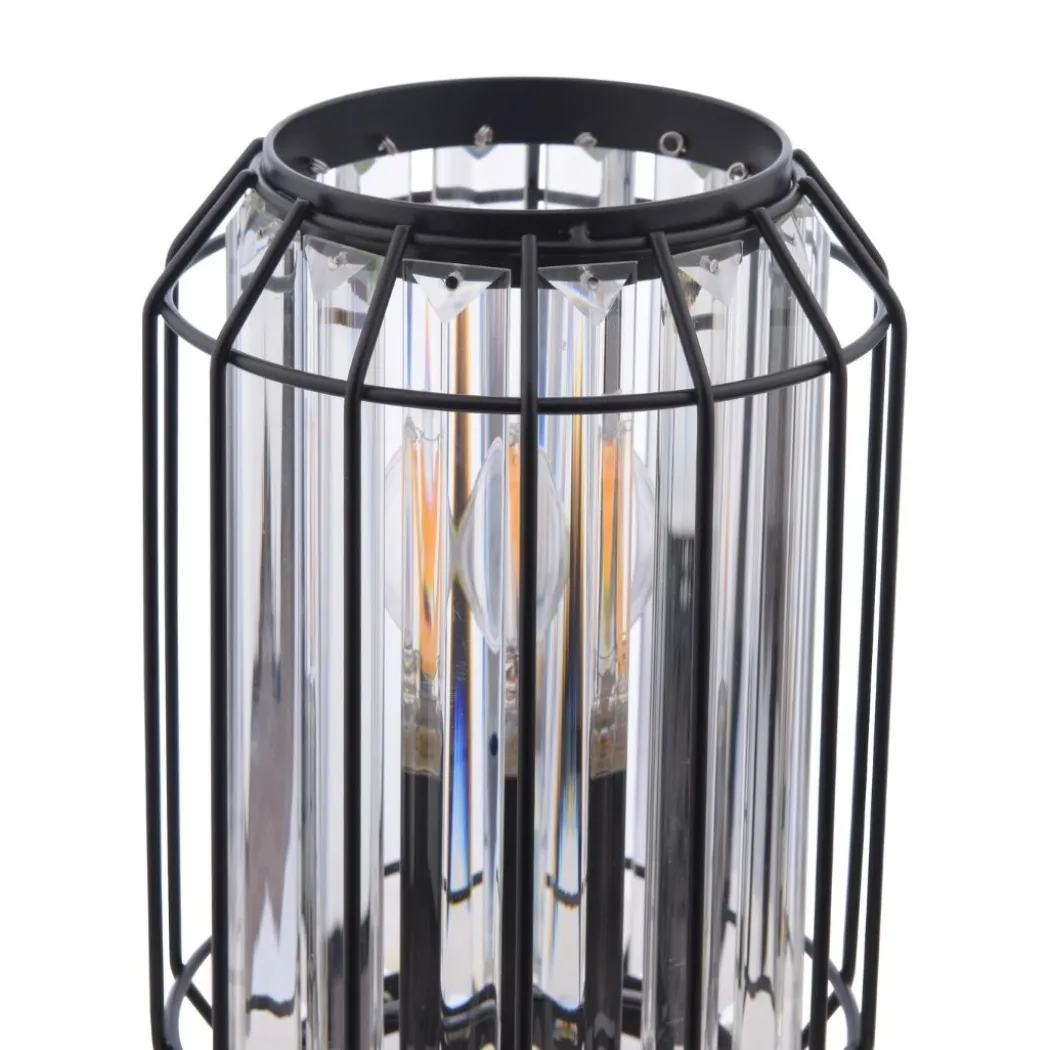 Naeva Matte Black and Crystal Table Lamp