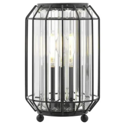 Naeva Matte Black and Crystal Table Lamp