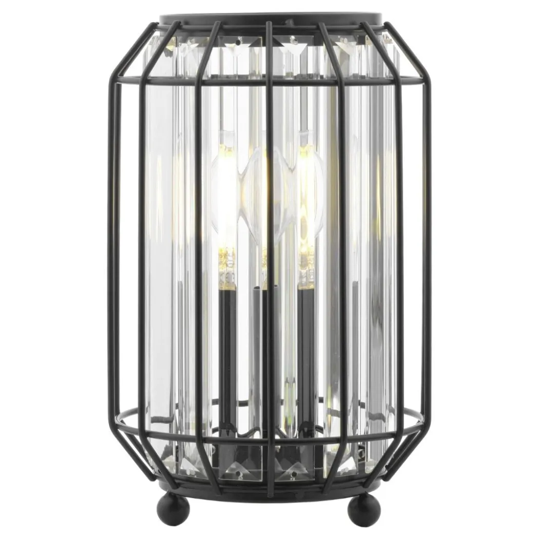 Naeva Matte Black and Crystal Table Lamp
