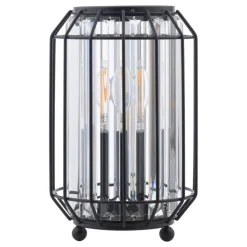 Naeva Matte Black and Crystal Table Lamp