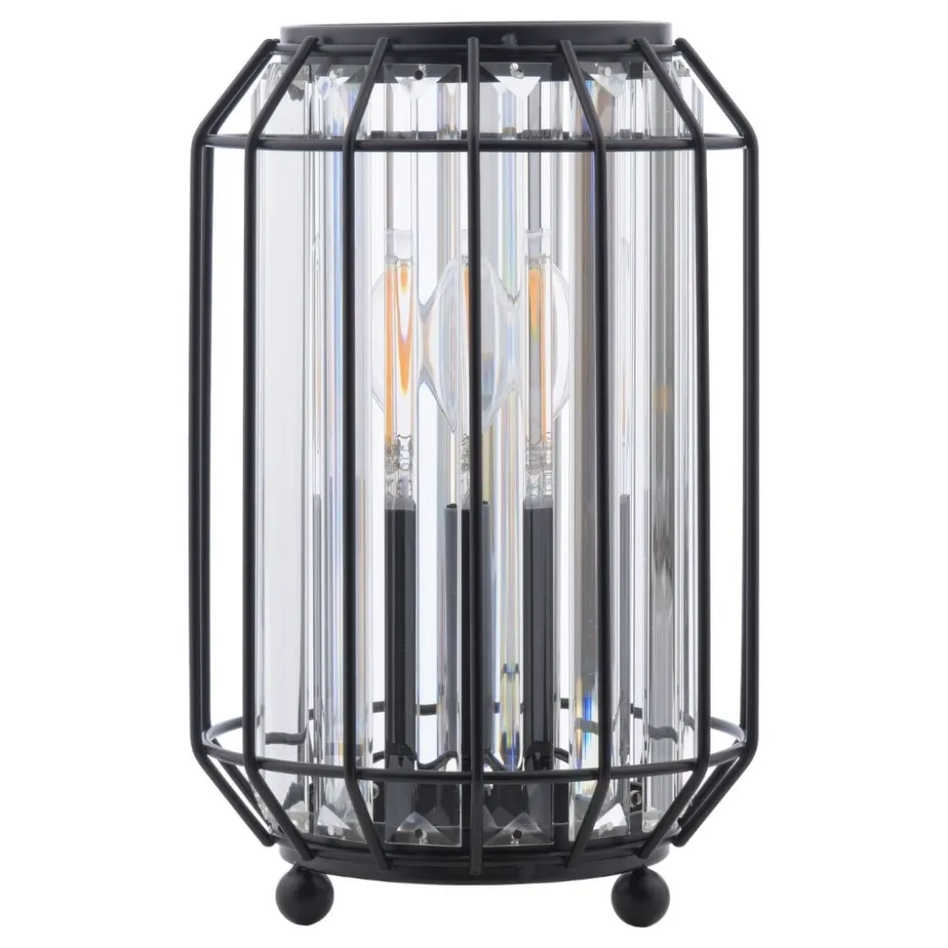 Naeva Matte Black and Crystal Table Lamp