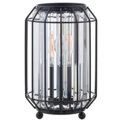 Naeva Matte Black and Crystal Table Lamp