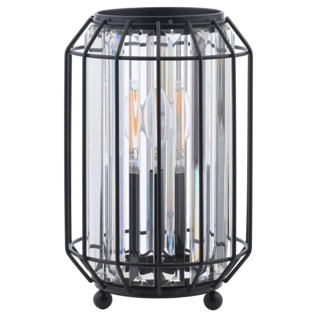 Naeva Matte Black and Crystal Table Lamp