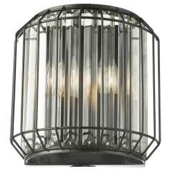 Naeva Matte Black and Crystal Wall Light