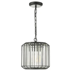 Naeva Satin Black and Crystal Ceiling Pendant