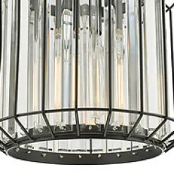 Naeva Satin Black and Crystal Ceiling Pendant