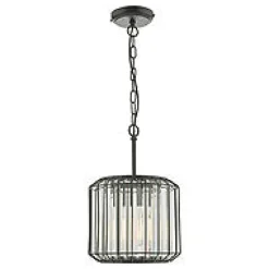 Naeva Satin Black and Crystal Ceiling Pendant