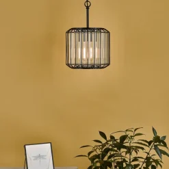 Naeva Satin Black and Crystal Ceiling Pendant
