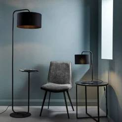 Nahia Black Floor Lamp with Table