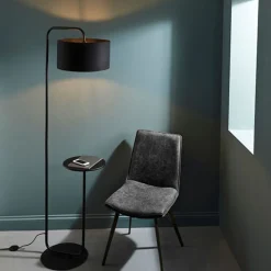 Nahia Black Floor Lamp with Table