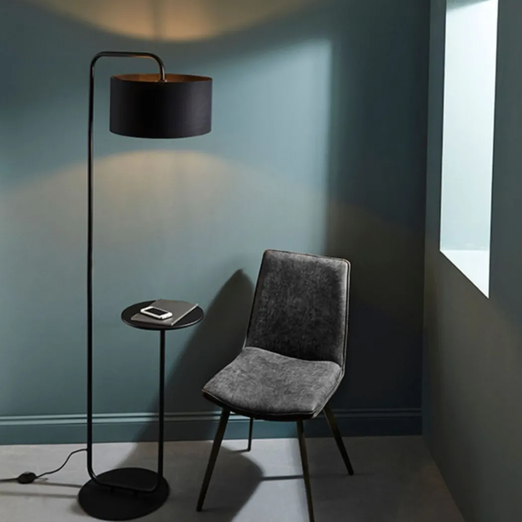 Nahia Black Floor Lamp with Table
