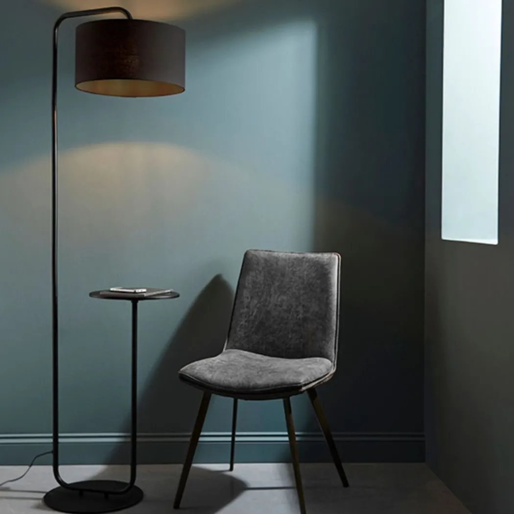 Nahia Black Floor Lamp with Table