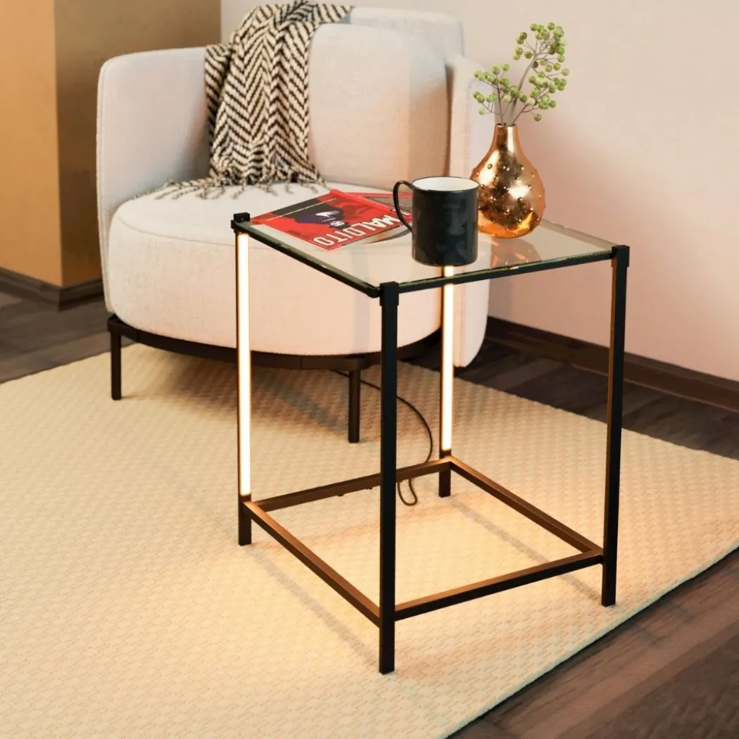 Naranjo Black End Table with Integrated LED